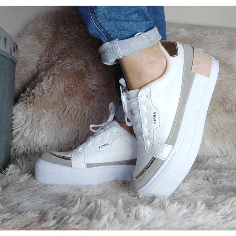 Tênis Feminino Casual Via Apple Plataforma/Tênis Botinha/Cano Alto Branco