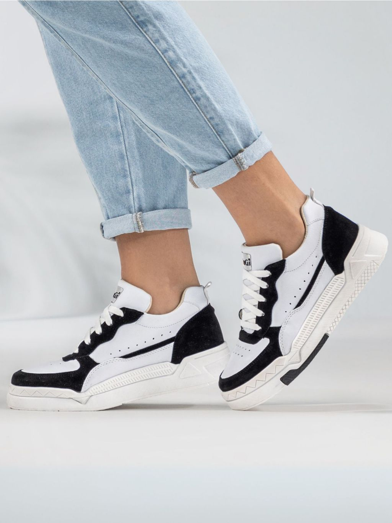 Tênis Sneaker Feminino Jade Casual GuGi Branco Com Detalhes de Camurça Solado Confort 623-GG