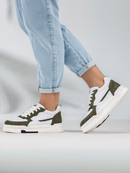 Tênis Sneaker Feminino Jade Casual GuGi Branco Com Detalhes de Camurça Solado Confort 623-GG