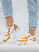 Tênis Sneaker Feminino Jade Casual GuGi Branco Com Detalhes de Camurça Solado Confort 623-GG