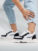 Tênis Sneaker Feminino Jade Casual GuGi Branco Com Detalhes de Camurça Solado Confort 623-GG