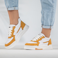 Tênis Sneaker Feminino Jade Casual GuGi Branco com Camurça